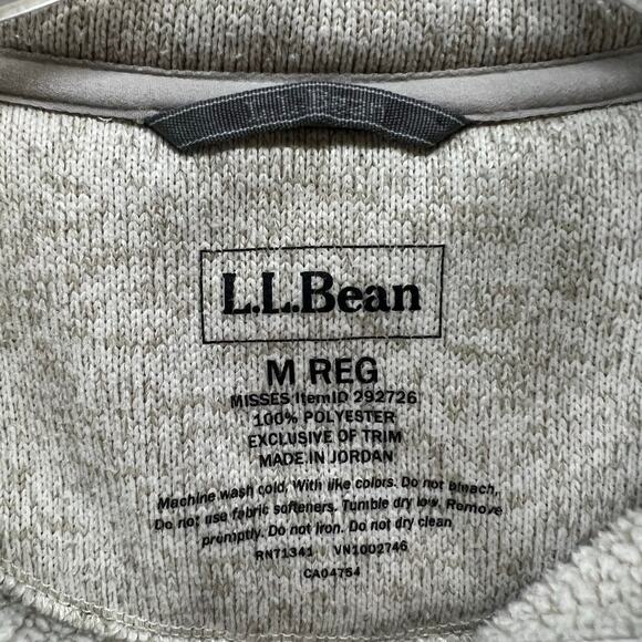 LL Bean Sweater Womens M Beige Pullover 1/4 Snap Logo Pockets Rugged Heritage - Picture 11 of 14